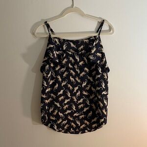 Ann Taylor Cheetah/Leopard Navy Blue Tank Top